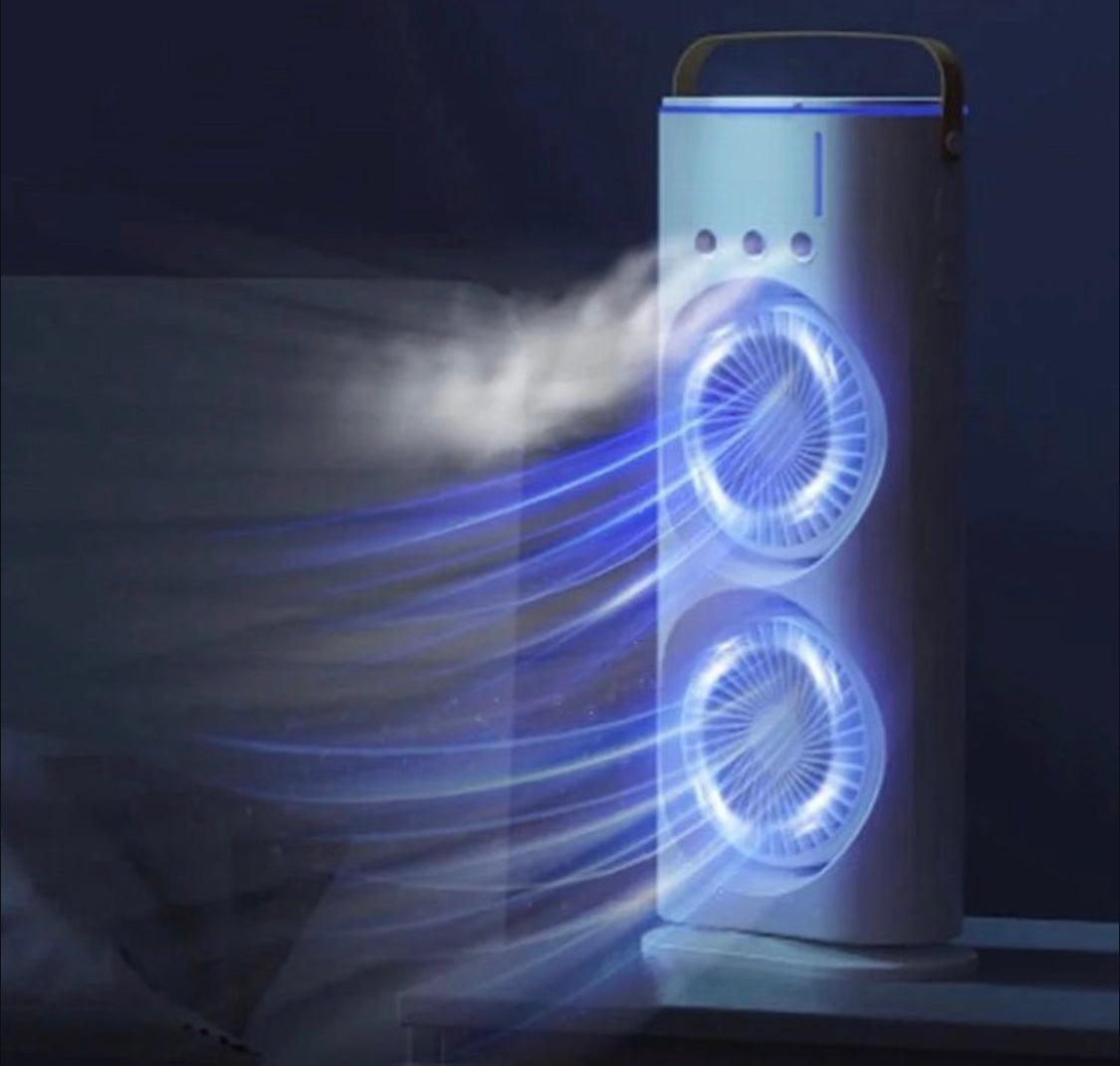 Rechargeable Automatic Rotating Dual Double Spray Mist Fan