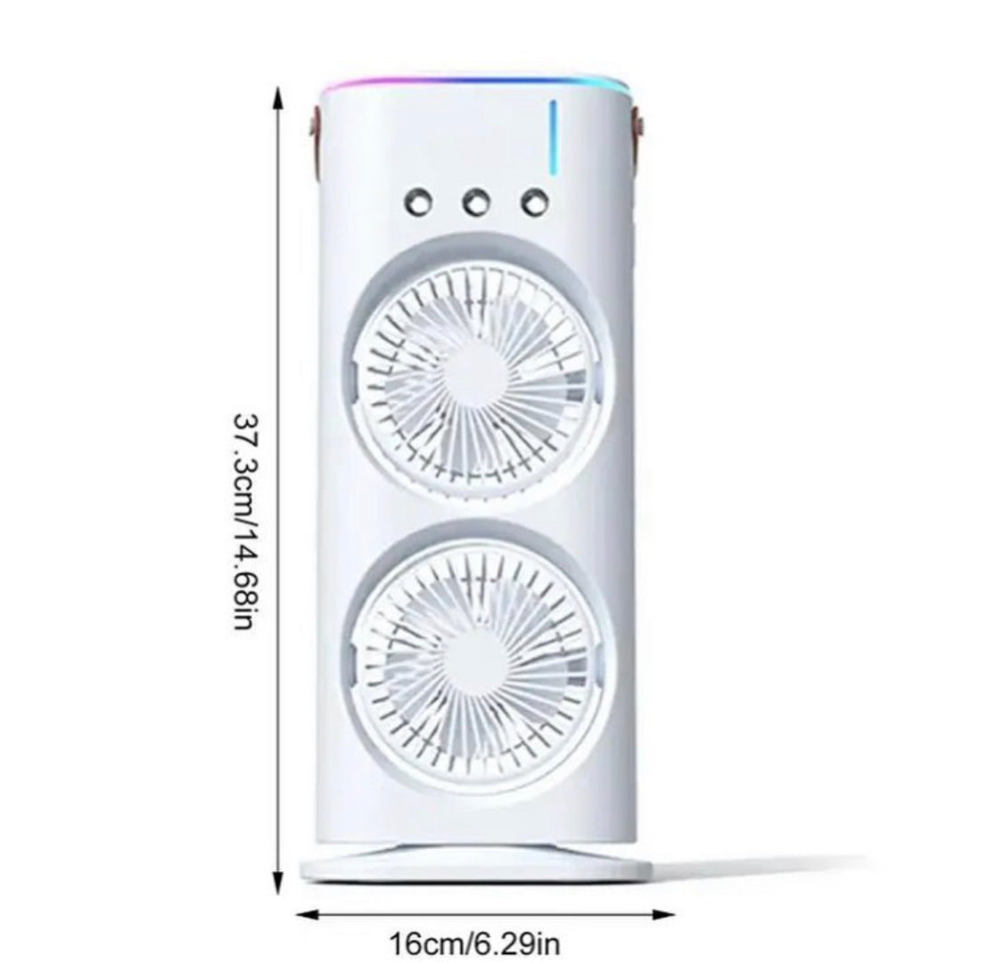 Rechargeable Automatic Rotating Dual Double Spray Mist Fan
