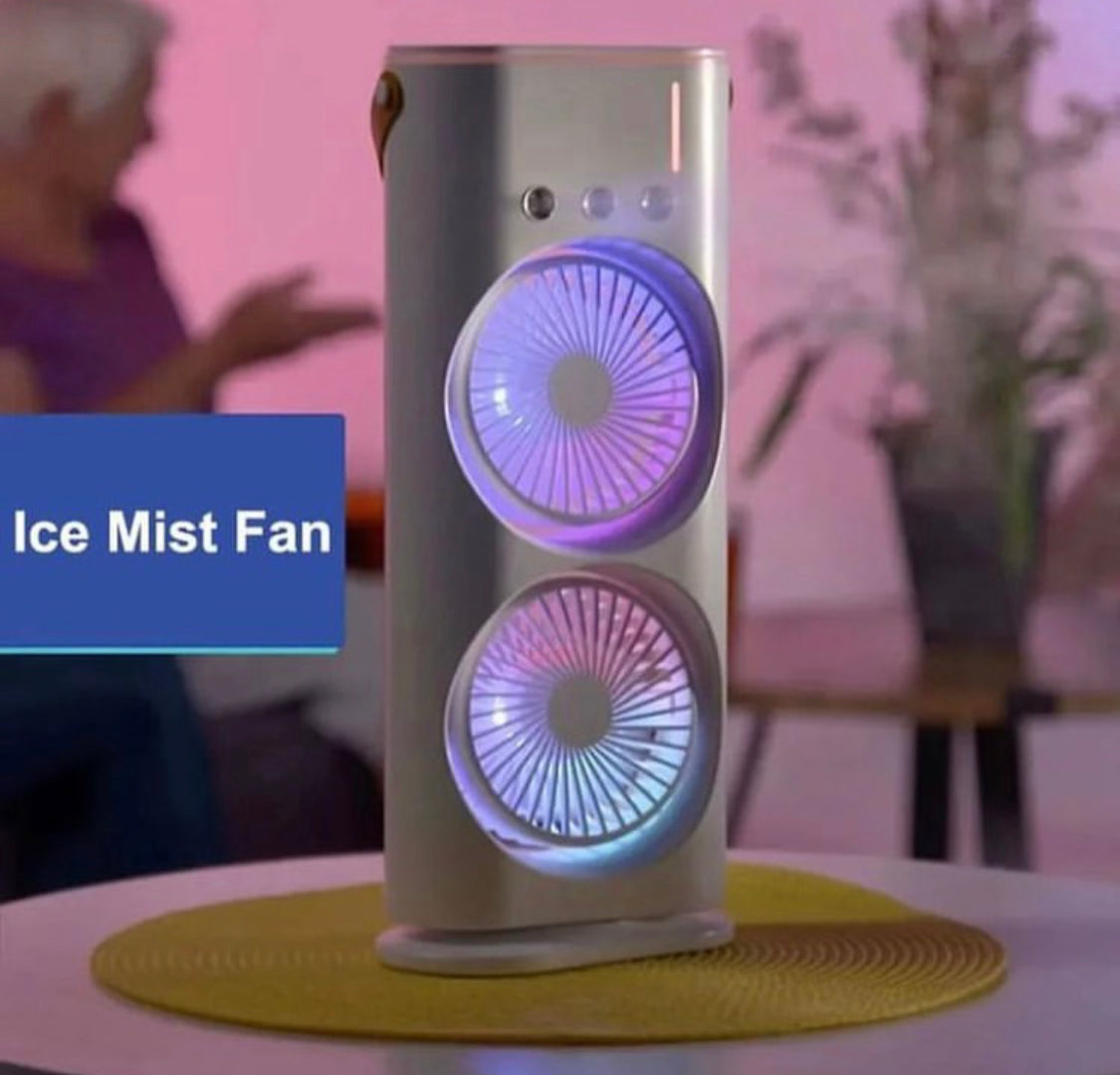 Rechargeable Automatic Rotating Dual Double Spray Mist Fan